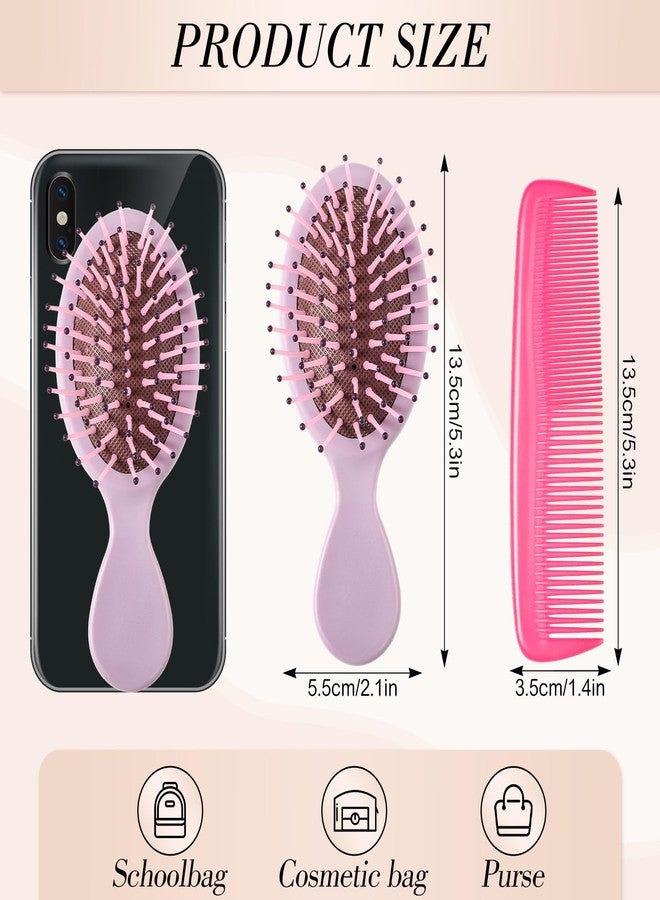 obeoby 30 Pcs Mini Wet Hair Brush and Wide Hair Combs, Travel Detangling Brush for Most Hair Types Valentine's Gifts Bulk - Image 2